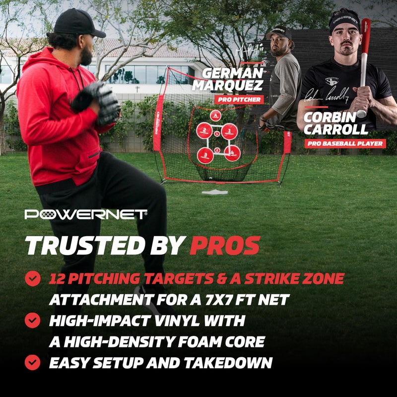 PowerNet Pitch Perfect Targets & Strike Zone Attachment for 7x7 Net, Attachments for Softball & Baseball Pitching Net Trainer to Increase Accuracy, 3 Size Pitching Target Set and Strike Zone - Image 2